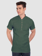 BLUE ROBED men's Half Sleeve Casual Cotton Kurta Daily Wear in Green view 22
