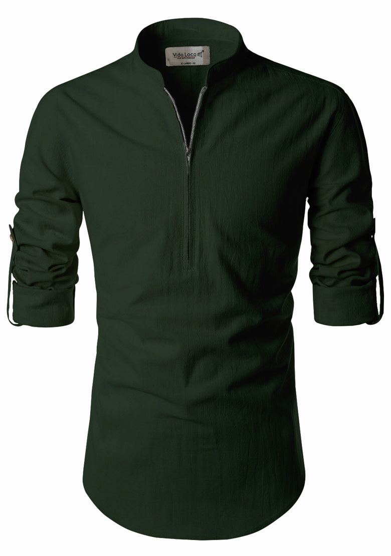 BLUE ROBED men's Casual ZIP Style Full Sleeve Kurta in Green view 20