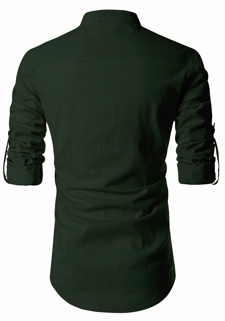 BLUE ROBED men's Casual ZIP Style Full Sleeve Kurta in Green view 21