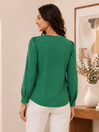 Women’s Crepe Formal Top | Elegant V-Neck Office Wear Blouse