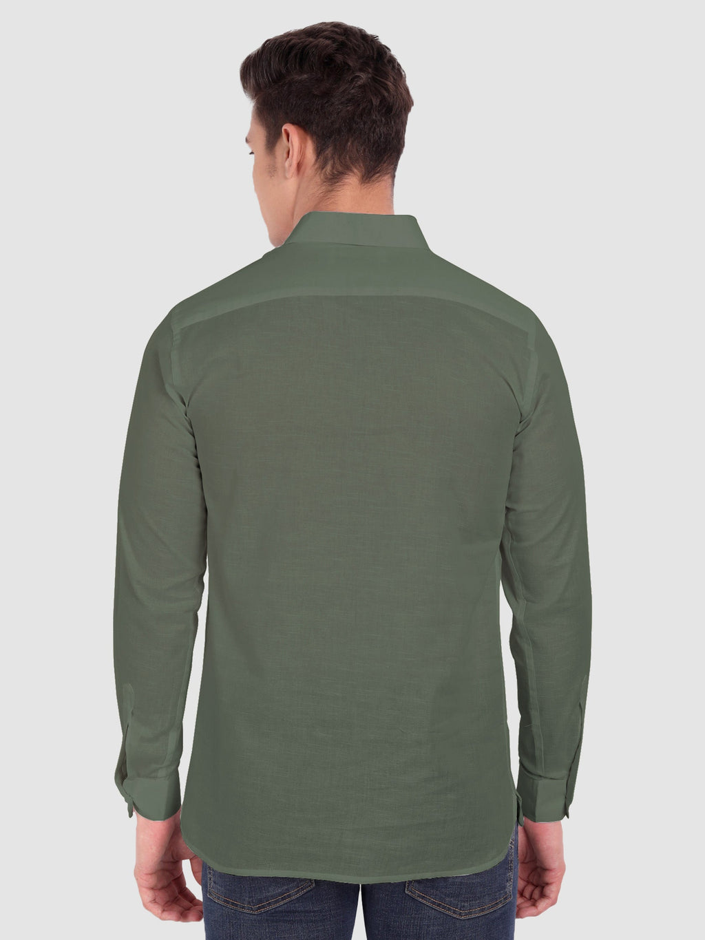 BLUE ROBED men's Full Sleeve Casual Cotton Kurta in Green style A view 12