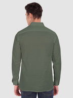 BLUE ROBED men's Full Sleeve Casual Cotton Kurta in Green style A view 12