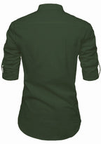 BLUE ROBED men's Casual Slim Fit Full Sleeve Kurta in Green view 16