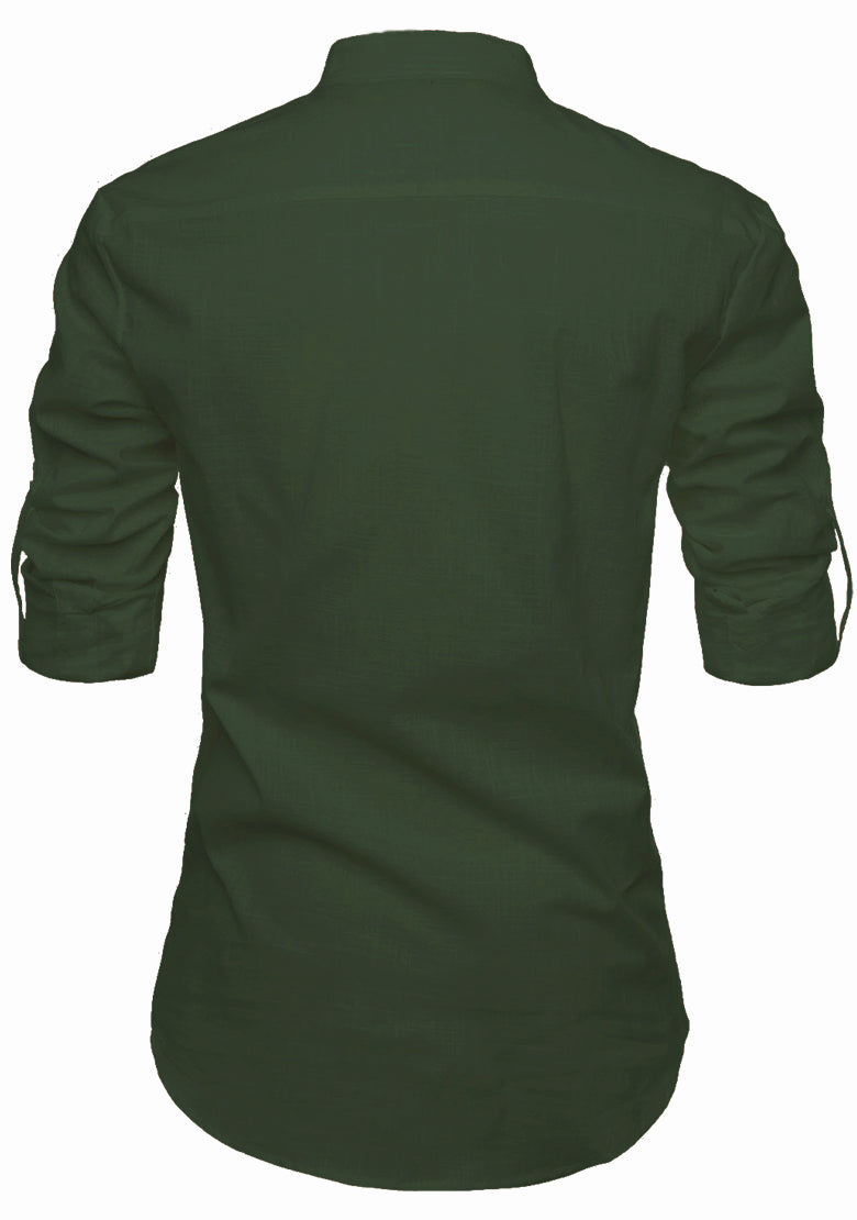 BLUE ROBED men's Casual Slim Fit Full Sleeve Kurta in Green view 16
