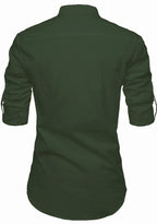 BLUE ROBED men's Casual Slim Fit Full Sleeve Pocket Contrast Kurta in Green view 20