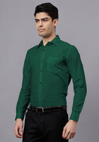 Men's Cotton Blend Slim Fit Formal Shirt in Beige by BLUE ROBED, front view