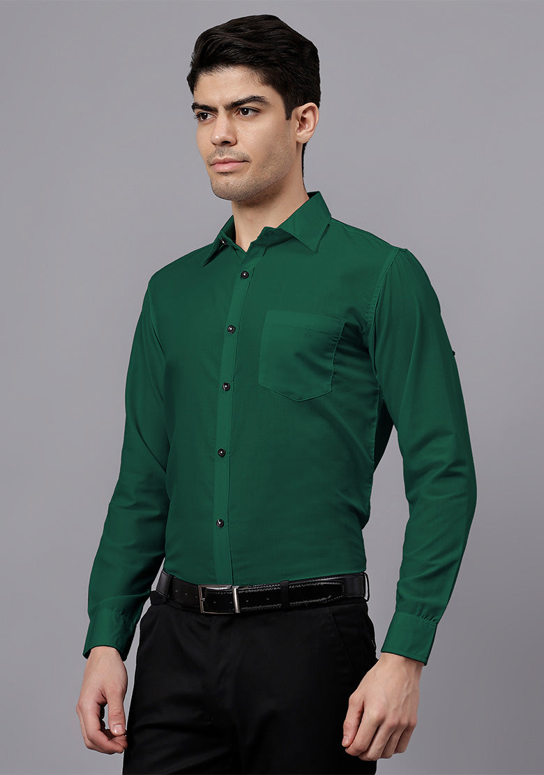 Men's Cotton Blend Slim Fit Formal Shirt in Beige by BLUE ROBED, front view