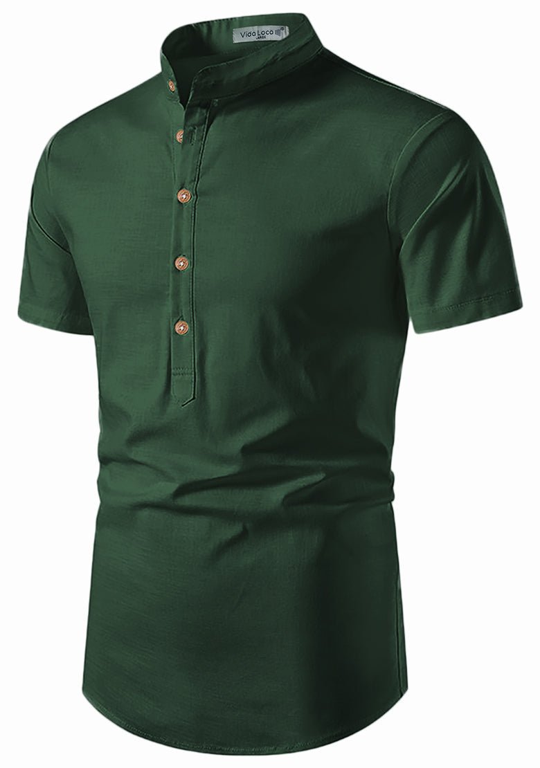 BLUE ROBED men's Half Sleeve Casual Cotton Kurta Office Wear in Green view 21
