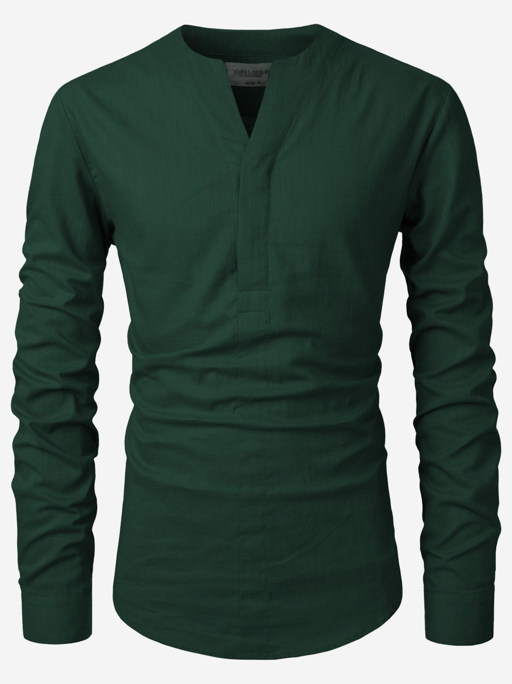 BLUE ROBED men's Casual Slim Fit Full Sleeve Cotton Kurta in Green view 3