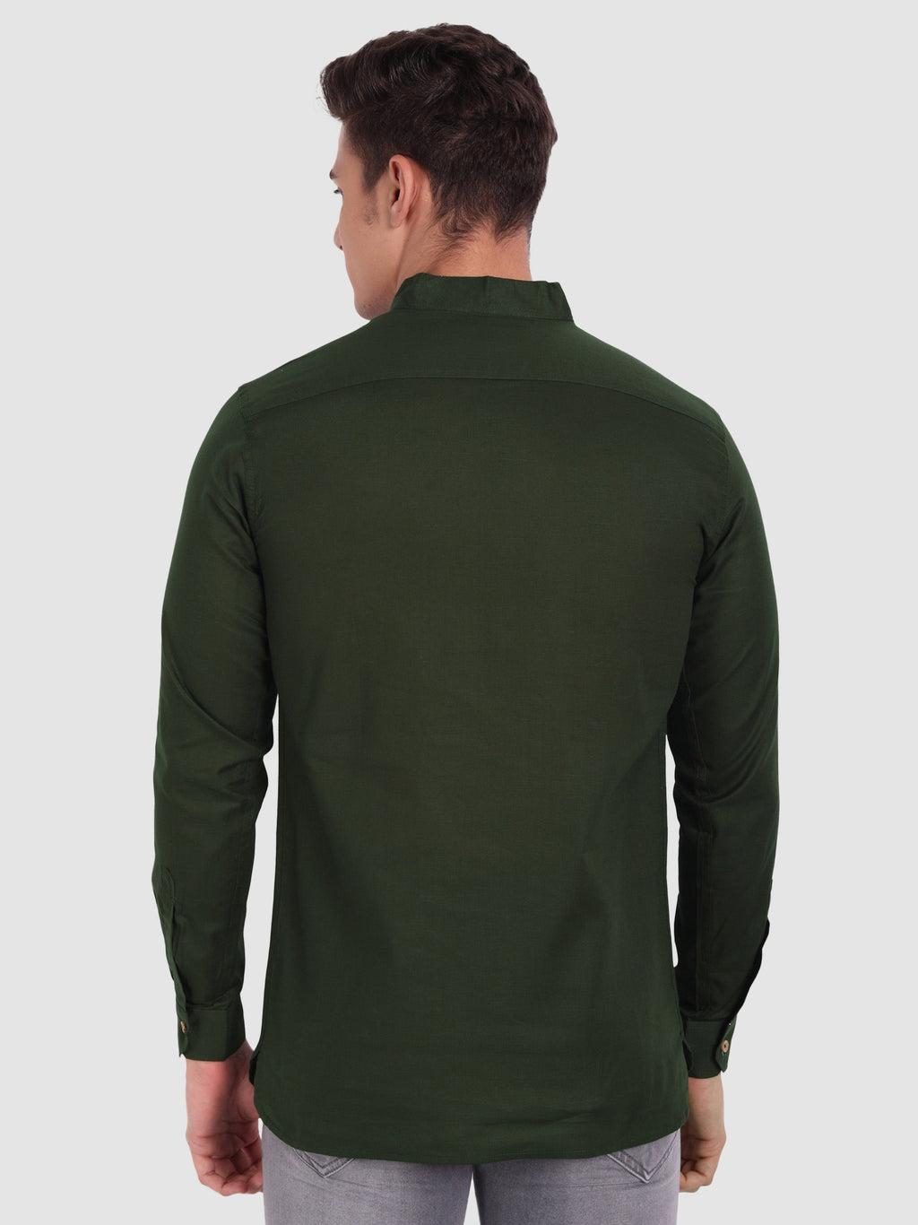 BLUE ROBED men's Casual Slim Fit Full Sleeve Cotton Kurta in Green view 45