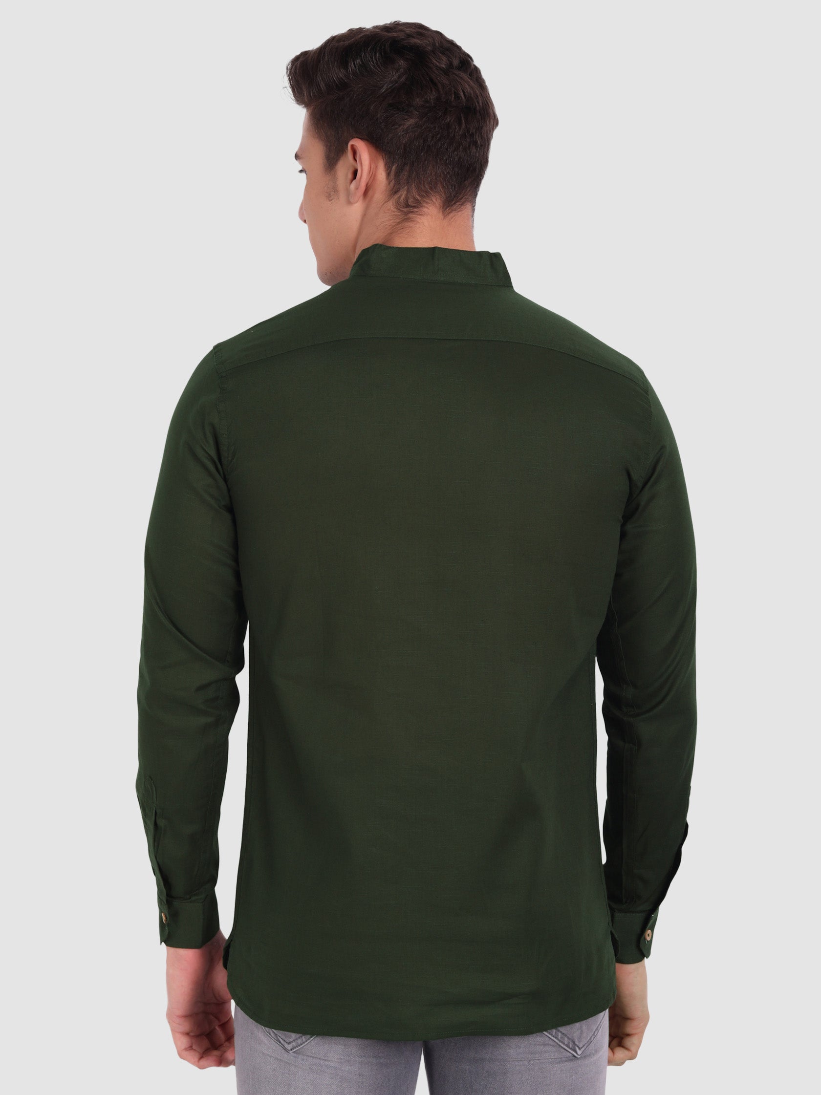 BLUE ROBED men's Casual Slim Fit Full Sleeve Cotton Kurta in Green view 45