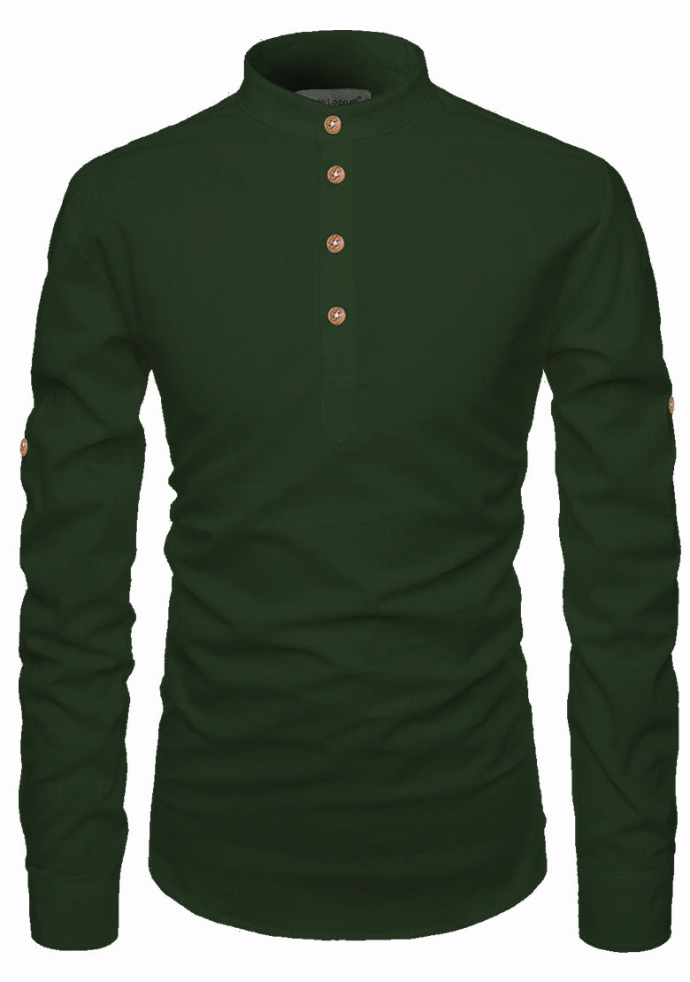 BLUE ROBED men's Casual Slim Fit Full Sleeve Kurta in Green view 17