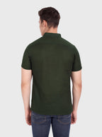 BLUE ROBED men's Casual Half Sleeve Slim Fit Kurta in Green view 3