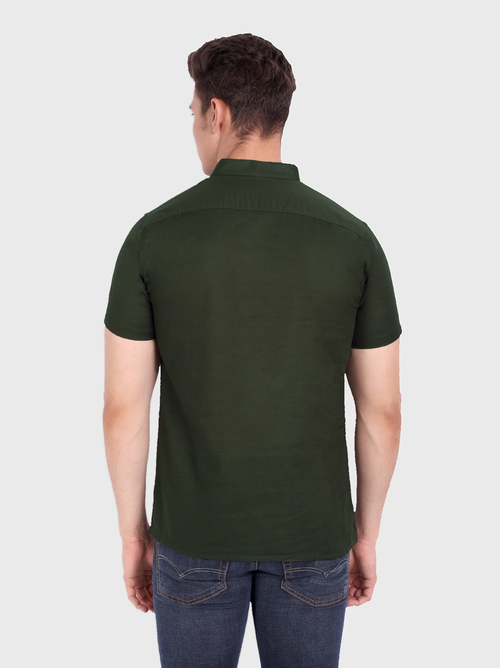 BLUE ROBED men's Casual Half Sleeve Slim Fit Kurta in Green view 3