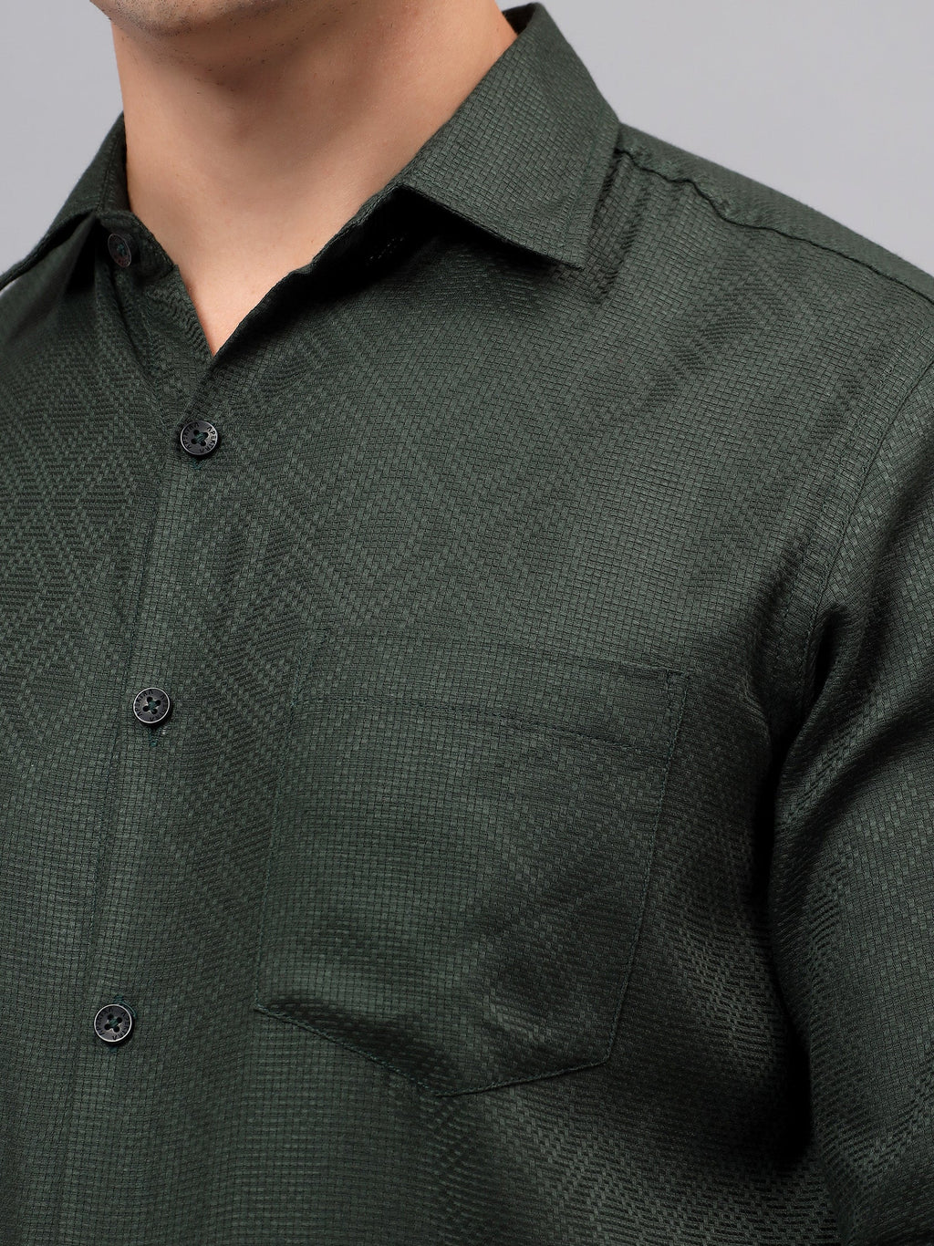 Men's Full Sleeve Spread Collar Premium Casual Shirt for Men in Black by BLUE ROBED, side view