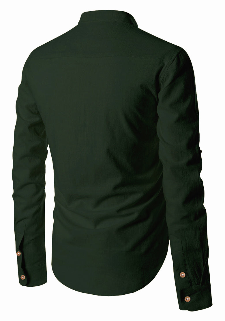 BLUE ROBED men's Casual ZIP Style Full Sleeve Kurta in Green view 23