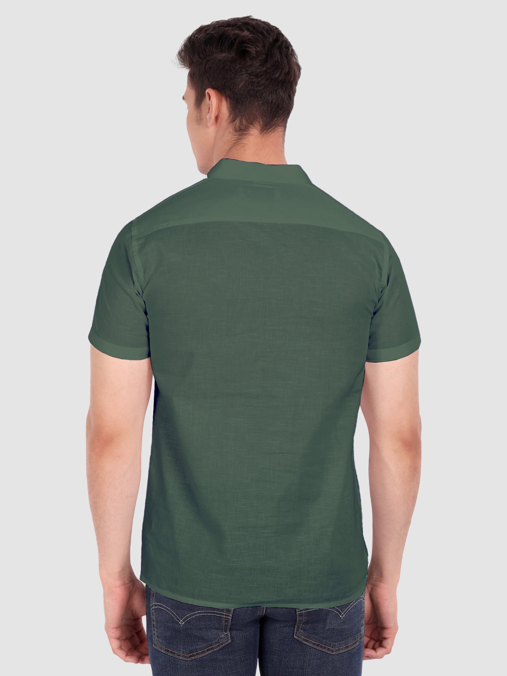 BLUE ROBED men's Half Sleeve Casual Cotton Kurta Daily Wear in Green view 25