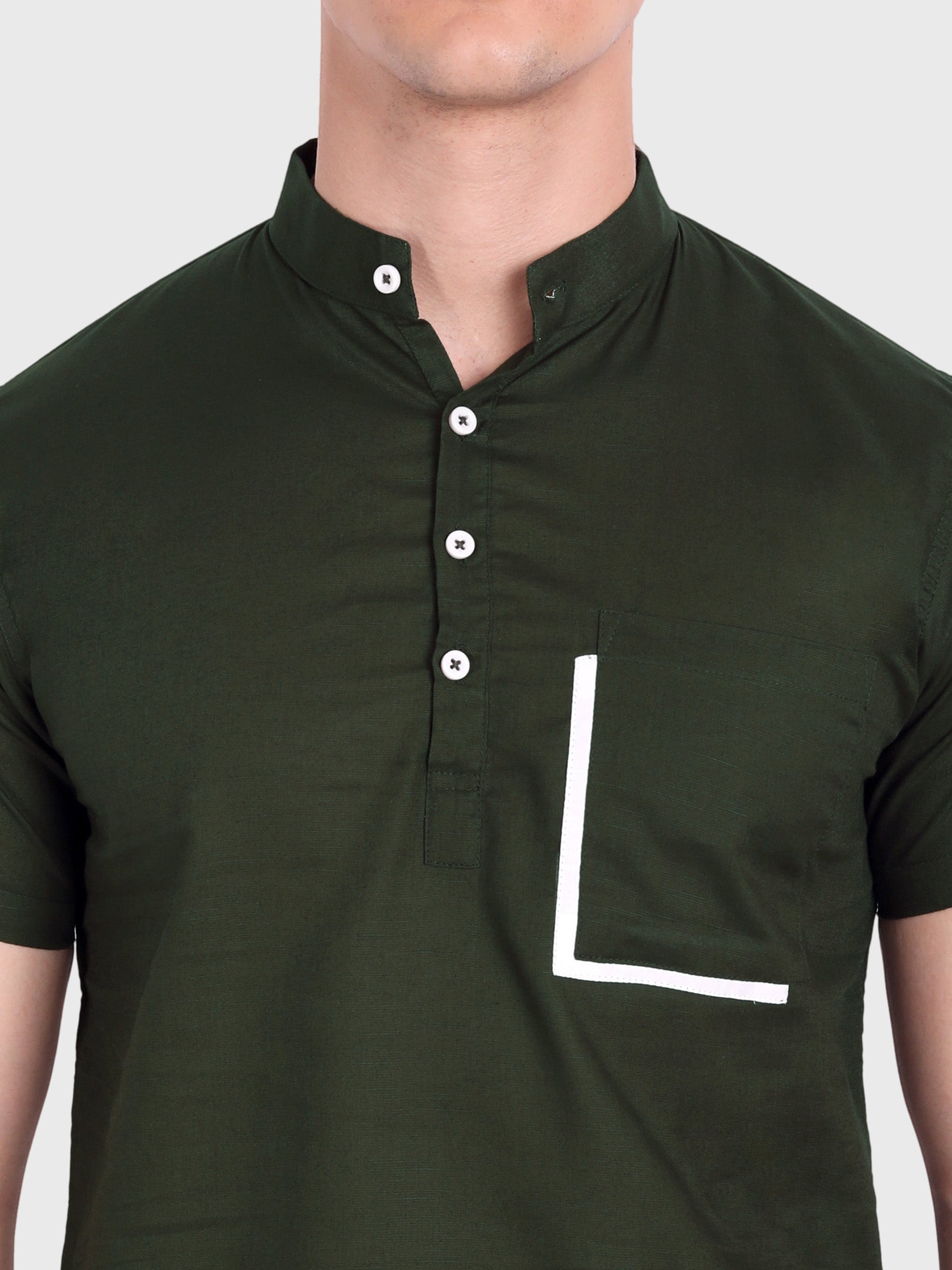 BLUE ROBED men's Casual Half Sleeve Slim Fit Kurta in Green view 4