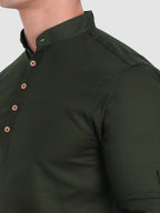 BLUE ROBED men's Casual Slim Fit Full Sleeve Cotton Kurta in Green view 46