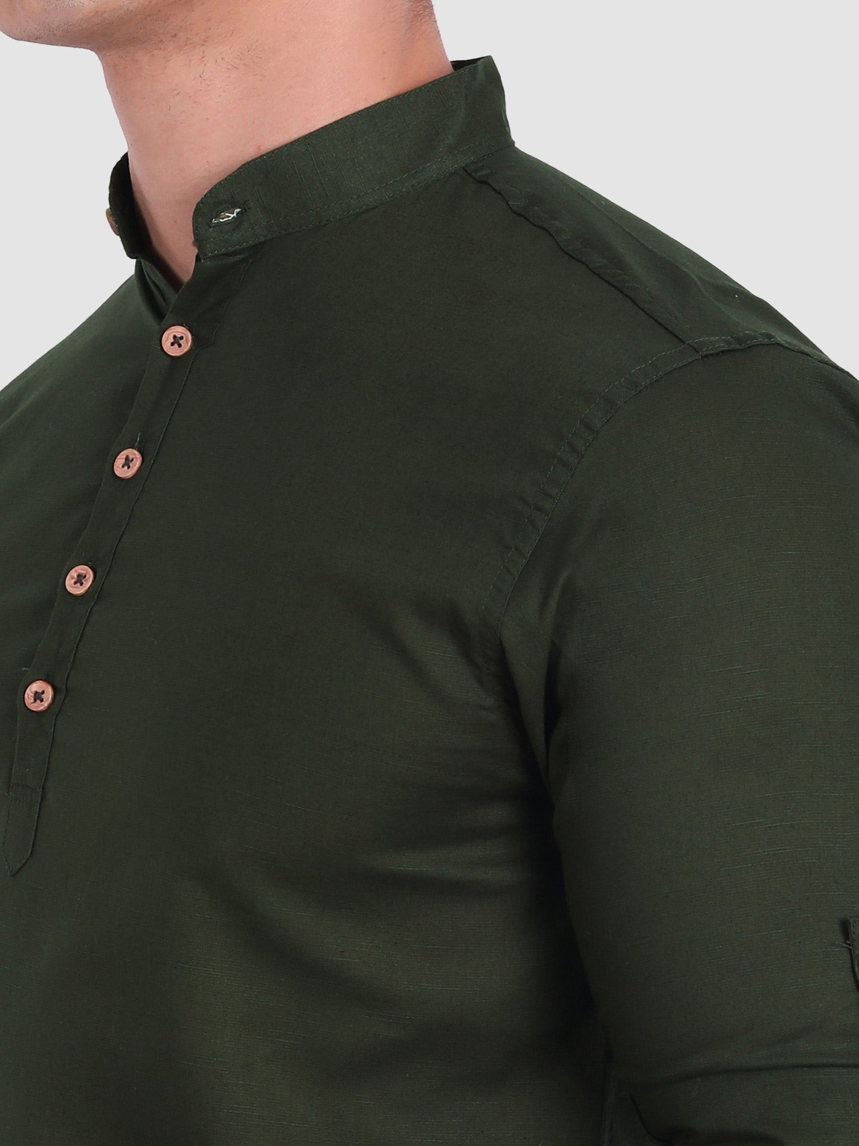 BLUE ROBED men's Casual Slim Fit Full Sleeve Cotton Kurta in Green view 46