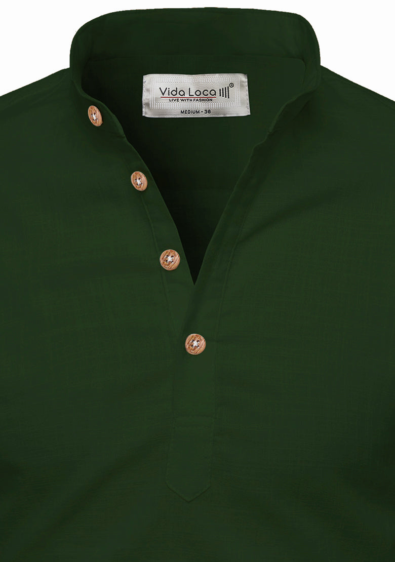 BLUE ROBED men's Casual Slim Fit Full Sleeve Kurta in Green view 18