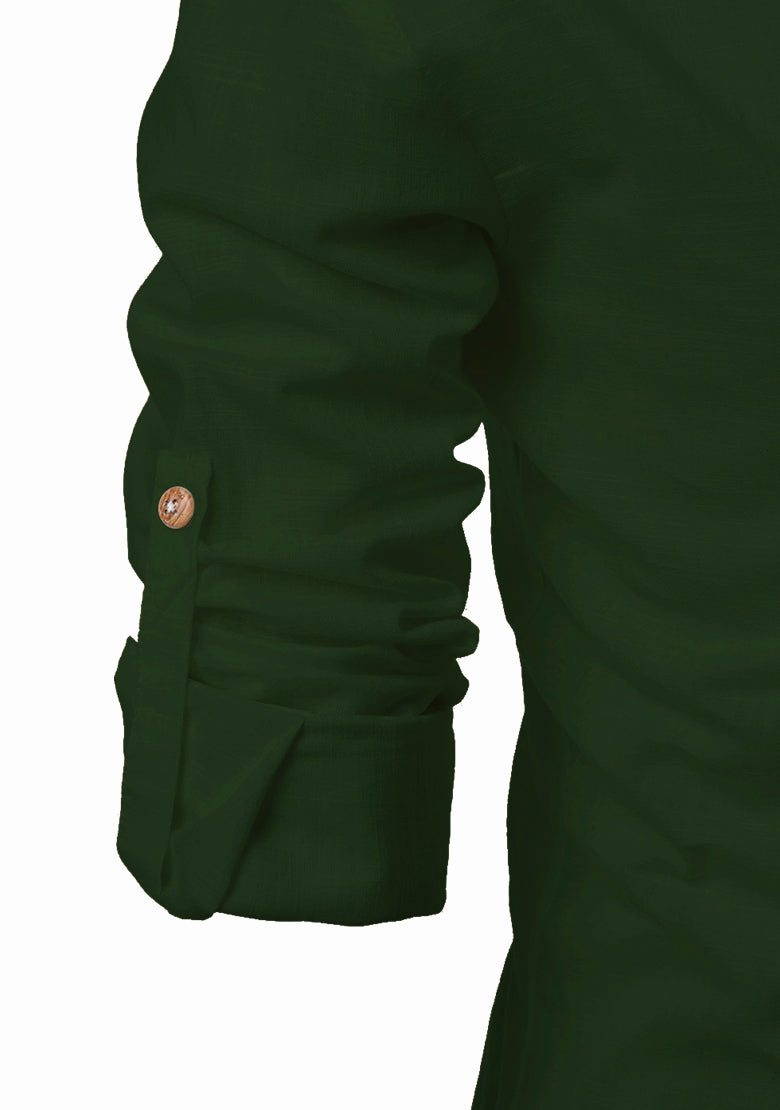 BLUE ROBED men's Casual Slim Fit Full Sleeve Kurta in Green view 19