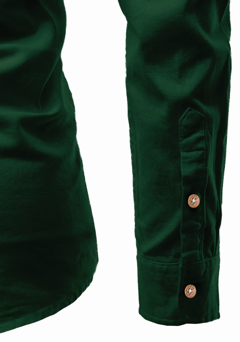 BLUE ROBED men's Casual Slim Fit Full Sleeve Double Pocket Cotton Kurta in Green style A view 33