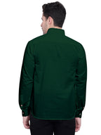 BLUE ROBED men's Casual Slim Fit Full Sleeve Double Pocket Cotton Kurta in Green view 38