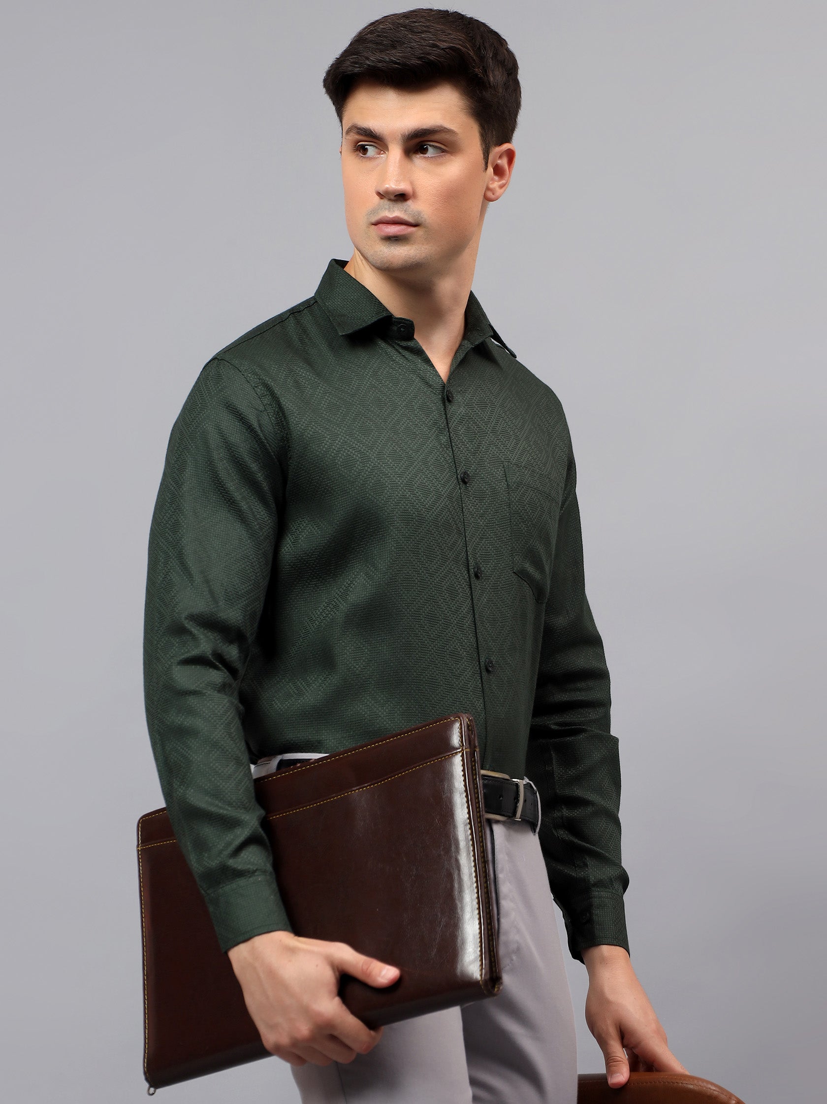 Men's Full Sleeve Spread Collar Premium Casual Shirt for Men in Black by BLUE ROBED, style view