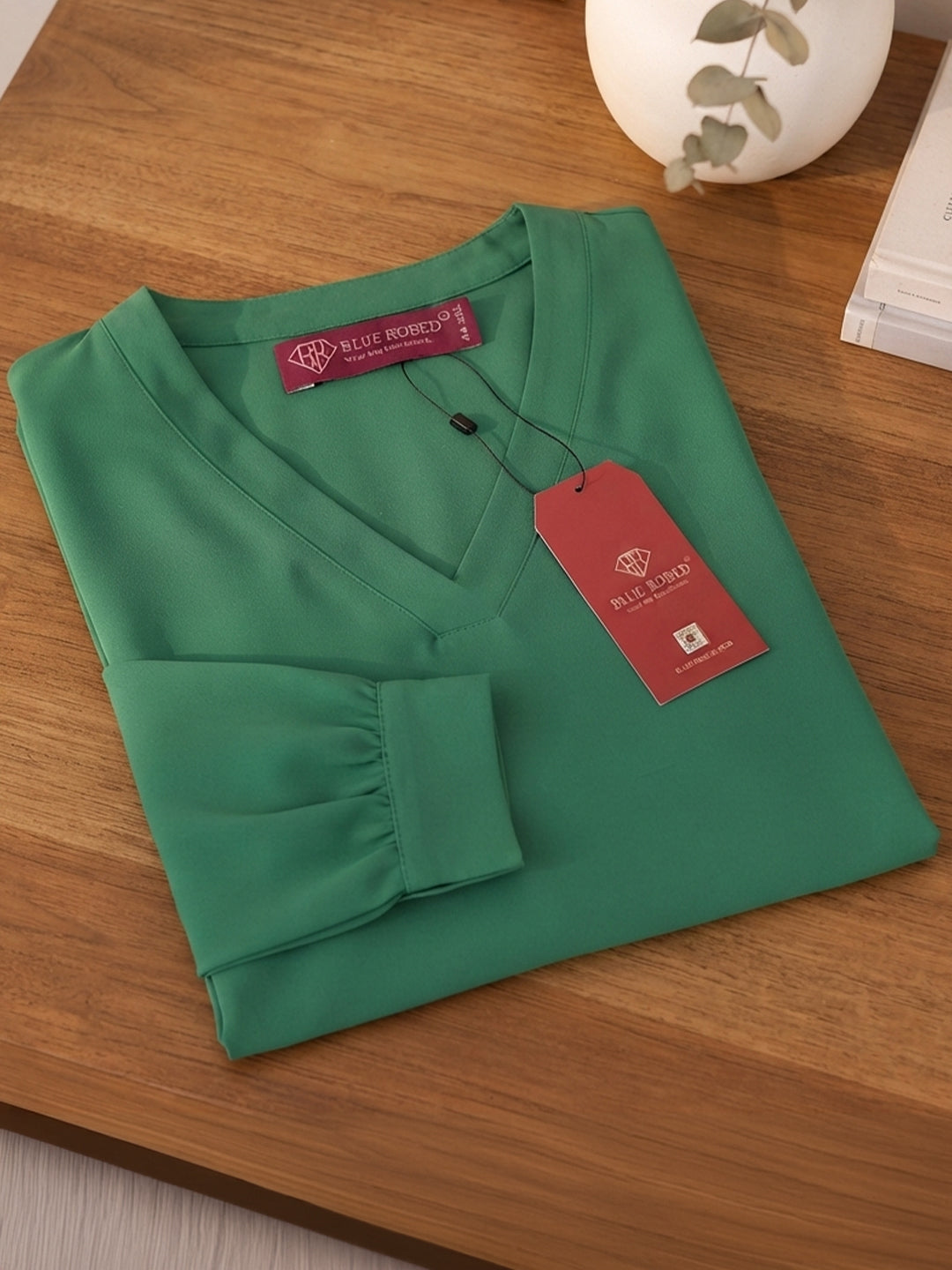 Women’s Crepe Formal Top | Elegant V-Neck Office Wear Blouse