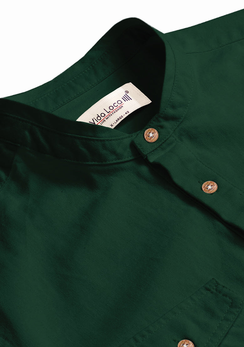 BLUE ROBED men's Casual Slim Fit Full Sleeve Double Pocket Cotton Kurta in Green style A view 34