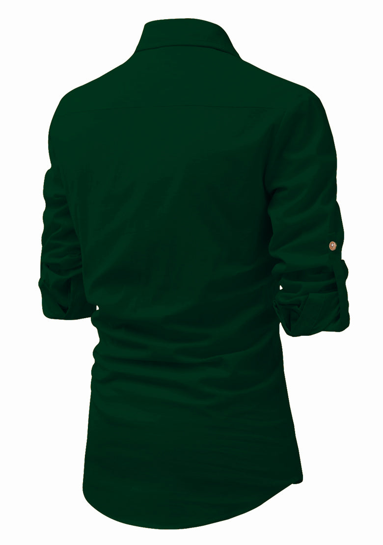BLUE ROBED men's Full Sleeve Casual Cotton Kurta in Green view 10