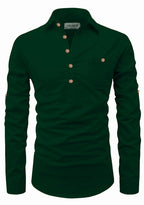 BLUE ROBED men's Full Sleeve Casual Cotton Kurta in Green style B view 11