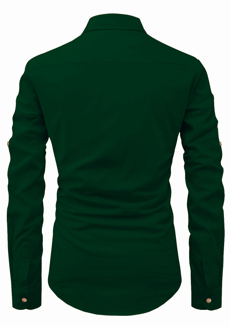 BLUE ROBED men's Full Sleeve Casual Cotton Kurta in Green style B view 13