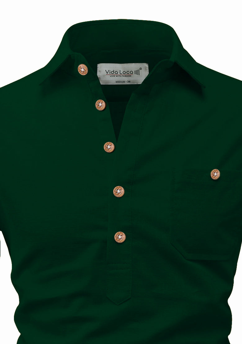 BLUE ROBED men's Full Sleeve Casual Cotton Kurta in Green style B view 14