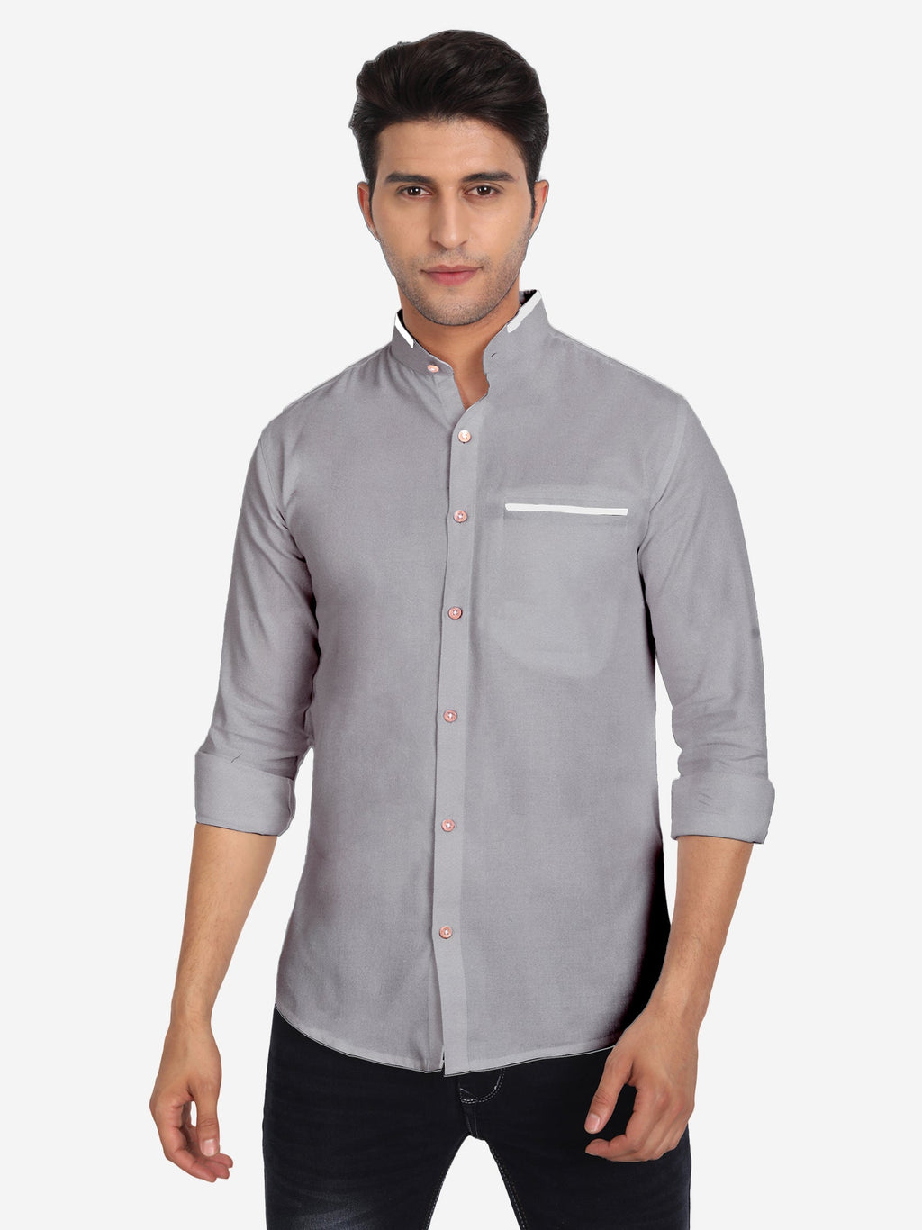 Men's Casual Shirt Full Sleeve Oxford Design Shirt in Black by BLUE ROBED, fabric detail