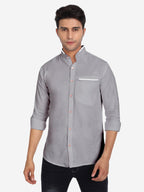 Men's Casual Shirt Full Sleeve Oxford Design Shirt in Black by BLUE ROBED, fabric detail