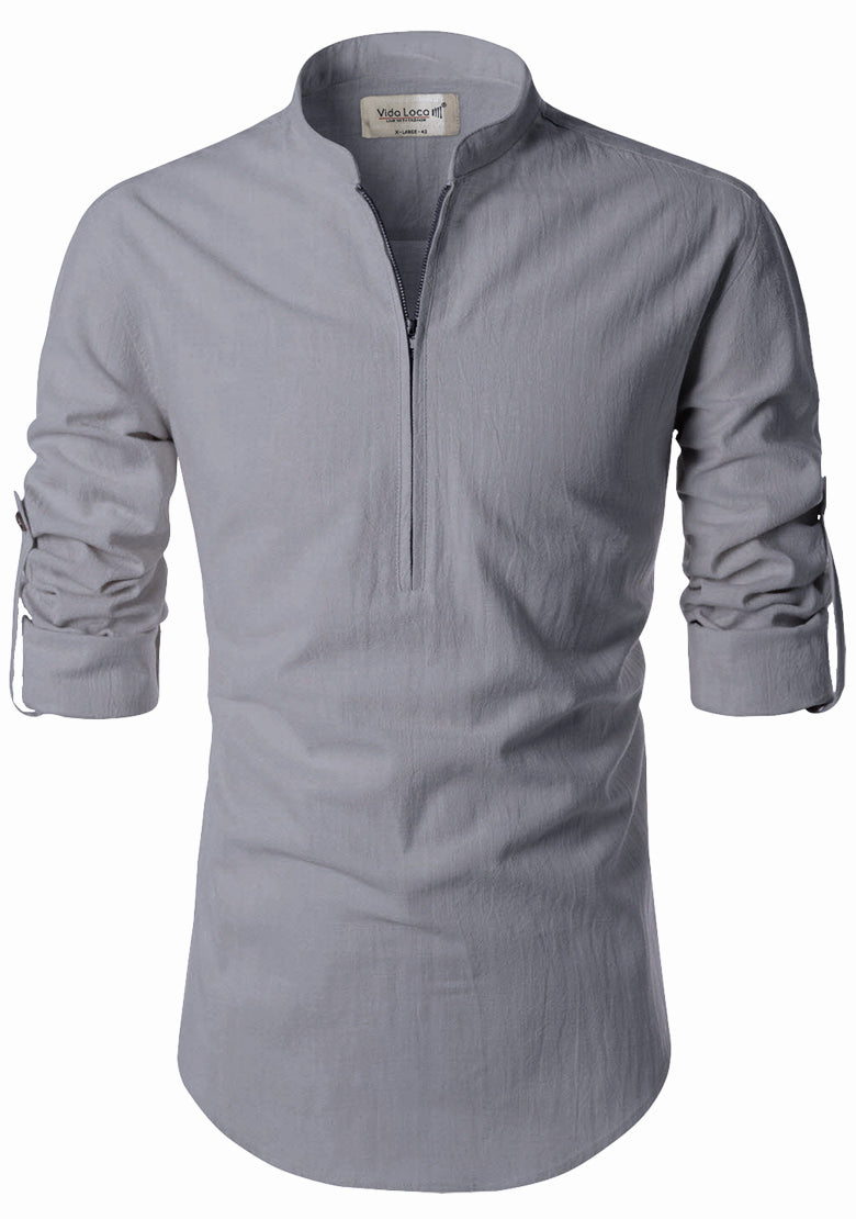 BLUE ROBED men's Casual ZIP Style Full Sleeve Kurta in Grey view 24
