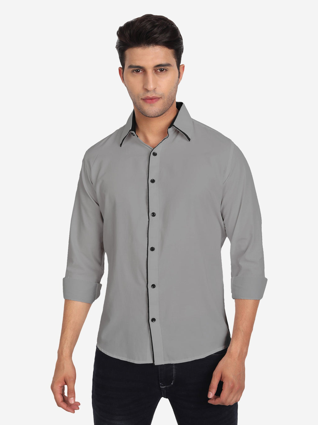Men's Casual Full Sleeve XMan Shirt in White by BLUE ROBED, fabric detail