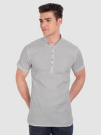 BLUE ROBED men's Half Sleeve Casual Cotton Kurta Daily Wear in Grey view 27