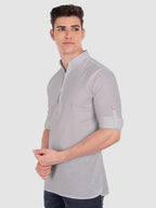 BLUE ROBED men's Casual ZIP Style Full Sleeve Cotton Kurta in Grey view 17