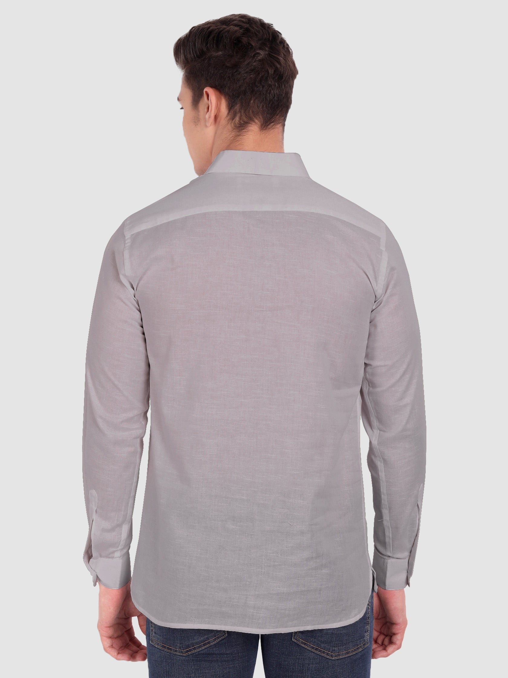 BLUE ROBED men's Full Sleeve Casual Cotton Kurta in Grey view 27