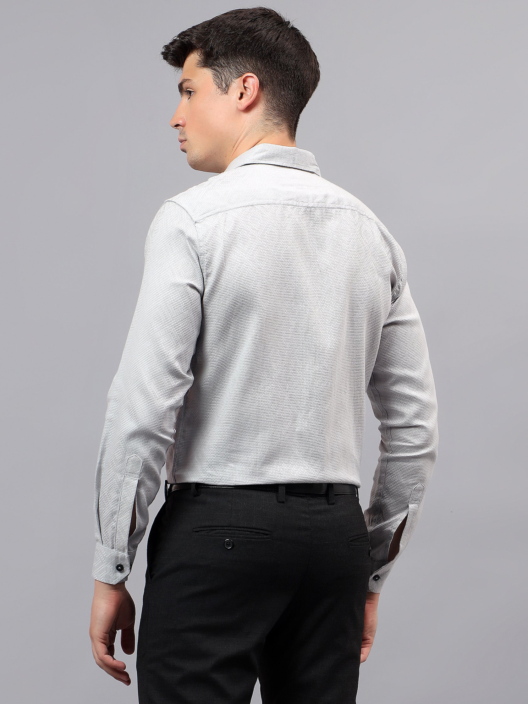 Men's Full Sleeve Spread Collar Premium Casual Shirt for Men in Black by BLUE ROBED, front view