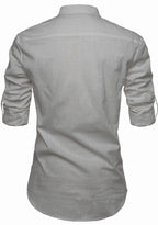 BLUE ROBED men's Casual Slim Fit Full Sleeve Pocket Contrast Kurta in Grey view 24