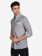 Men's Casual Shirt Full Sleeve Oxford Design Shirt in Black by BLUE ROBED, front view