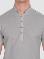 BLUE ROBED men's Half Sleeve Casual Cotton Kurta Daily Wear in Grey view 29