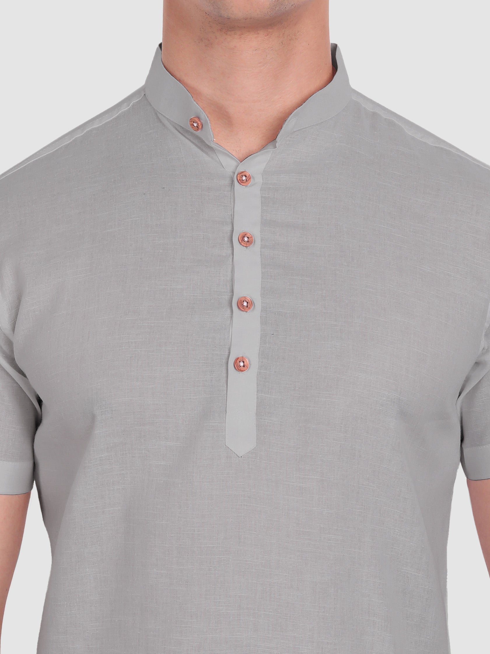 BLUE ROBED men's Half Sleeve Casual Cotton Kurta Daily Wear in Grey view 29