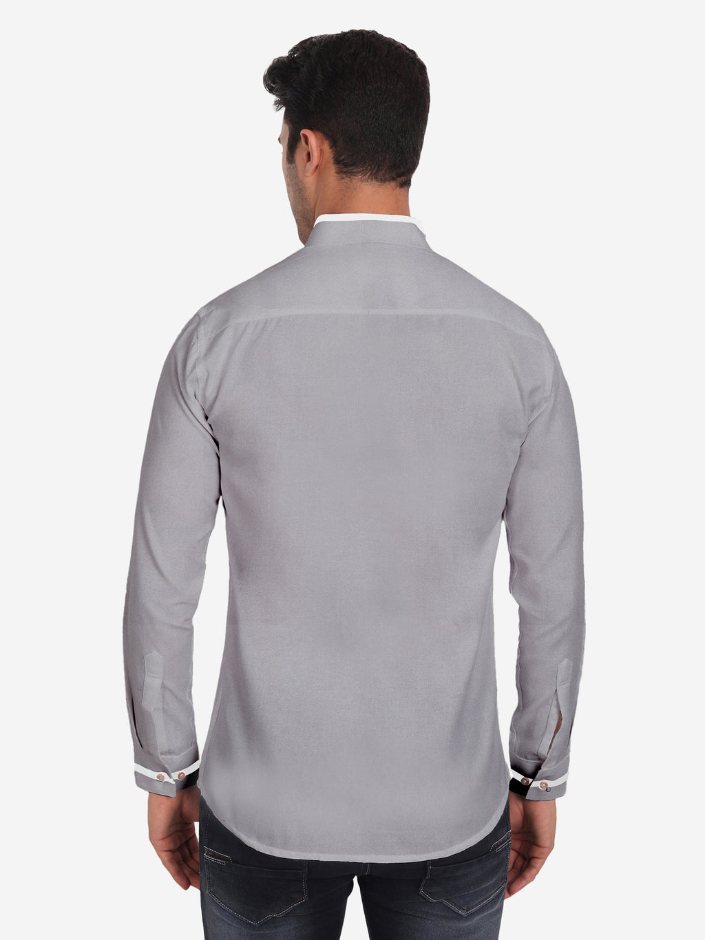 Men's Casual Shirt Full Sleeve Oxford Design Shirt in Black by BLUE ROBED, side view