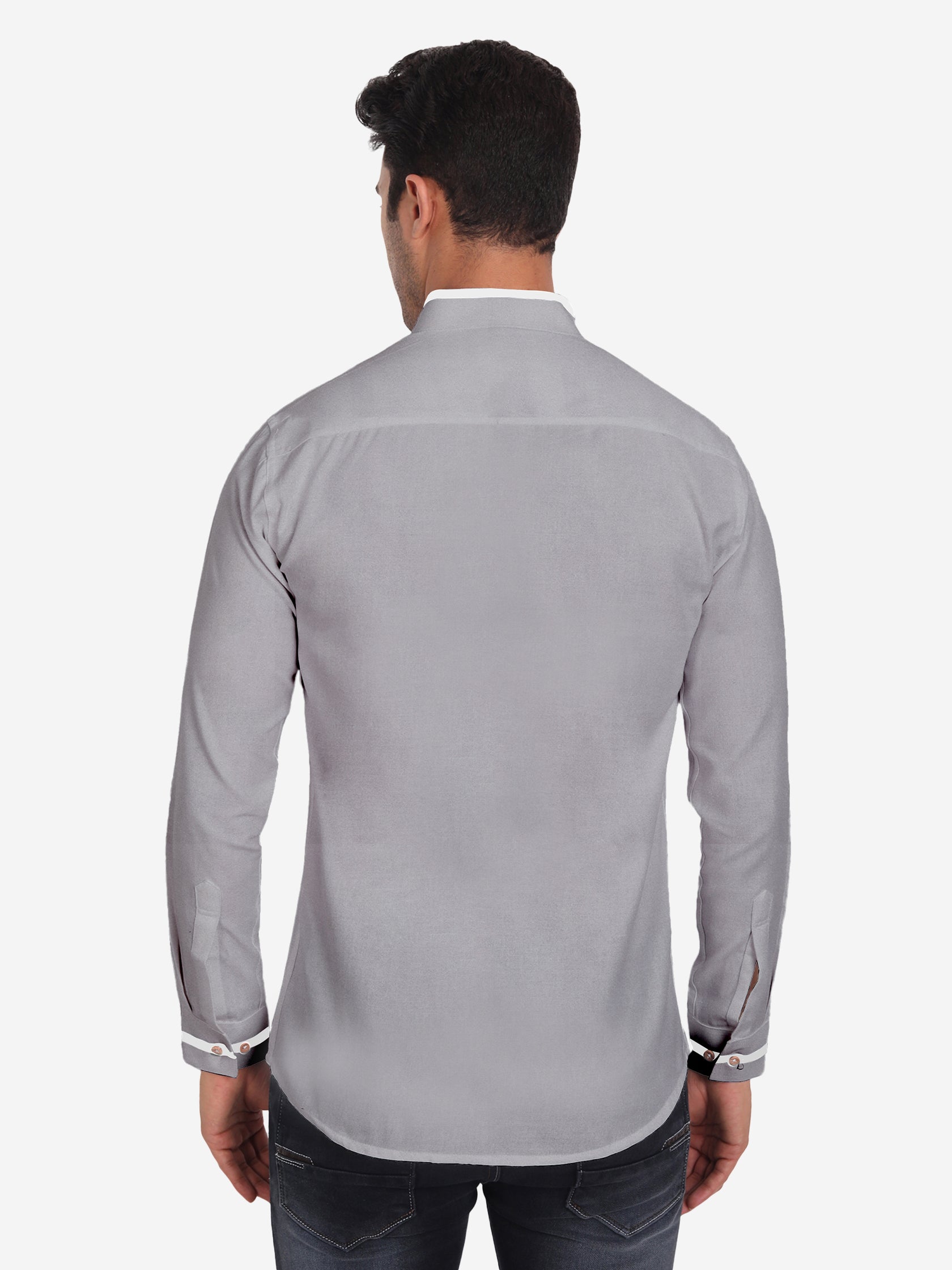Men's Casual Shirt Full Sleeve Oxford Design Shirt in Black by BLUE ROBED, side view