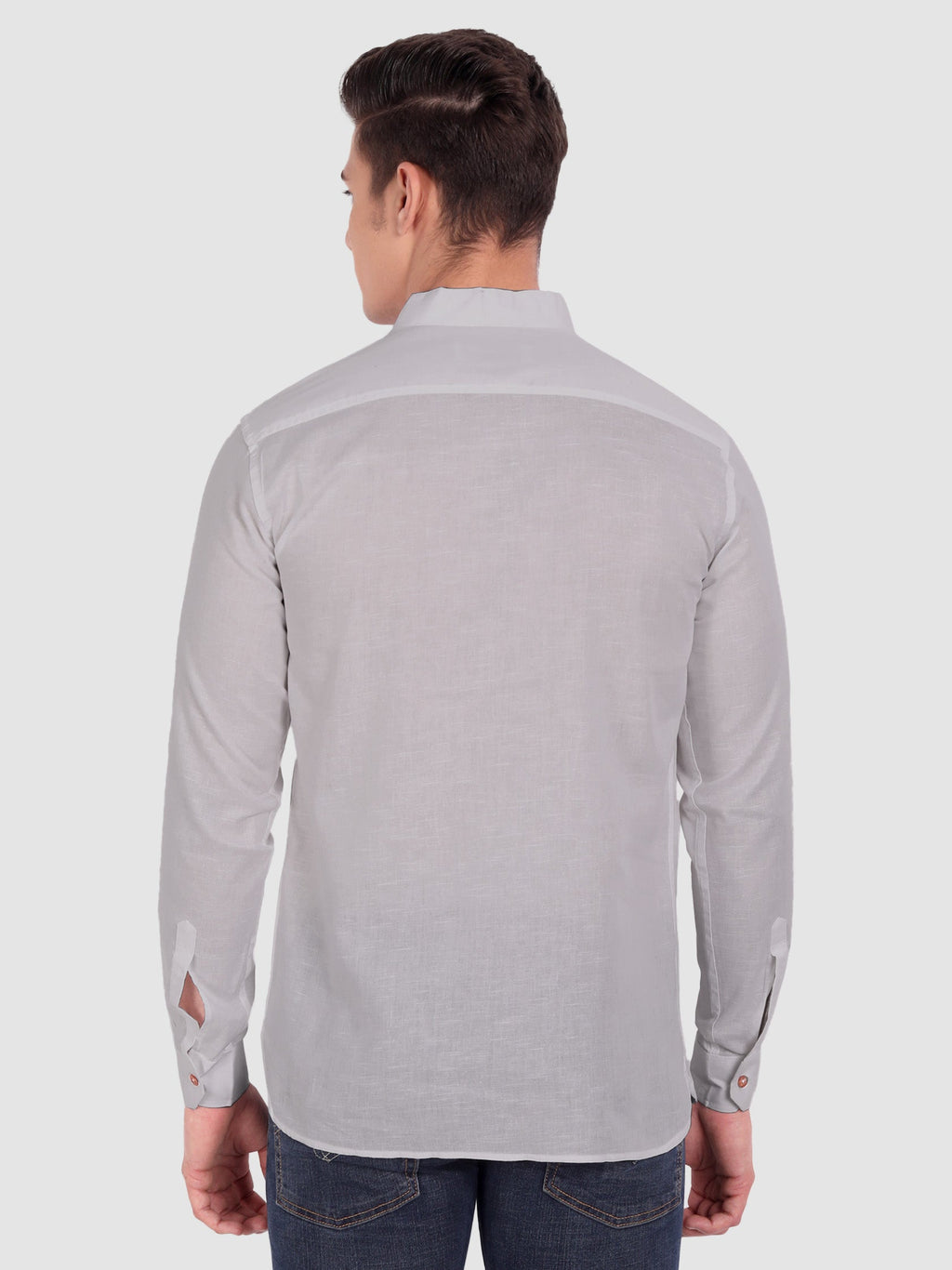 BLUE ROBED men's Casual ZIP Style Full Sleeve Cotton Kurta in Grey view 18